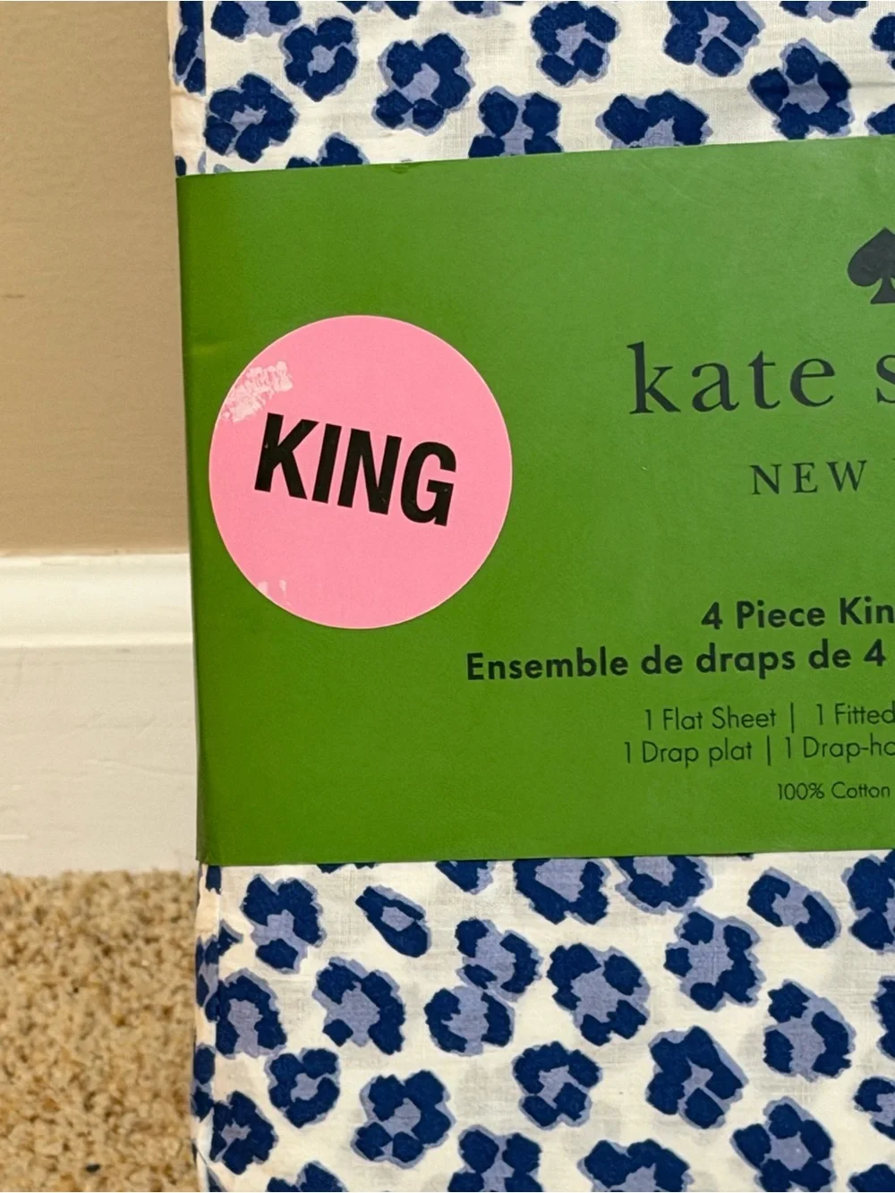 kate spade new york Navy Leopard King Sheet Set